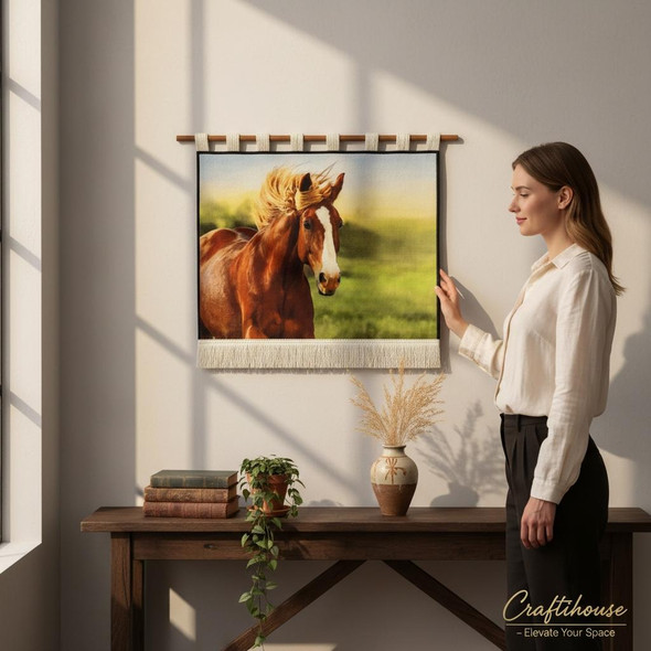 Exclusive Brown Horse Decorative Carpet Heritage Collection View