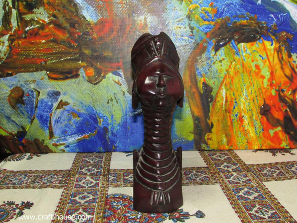 African Tribal Woman Head And Carved | Unique Handcrafted African Statuette | Cultural Heritage Art - Luxury Handcrafted Art Craftihouse Dubai