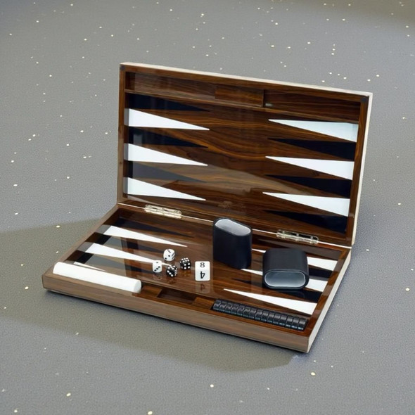 Luxury Luxury Dark Brown Backgammon Set Artisan Detail Shot