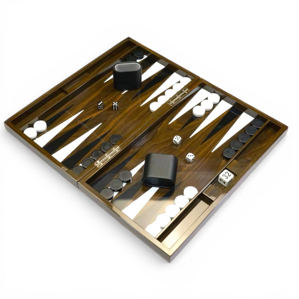 Exclusive Luxury Dark Brown Backgammon Set Heritage Collection View