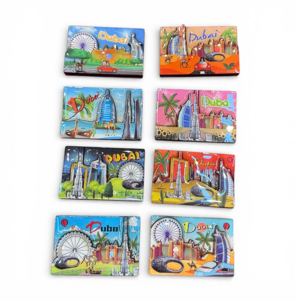 3d Layered Dubai Skyline Magnets Set Of 8 Glossy Landmark Souvenirs Burj Khalifa Ain Dubai & Burj Al - Luxury Handcrafted Art Craftihouse Dubai