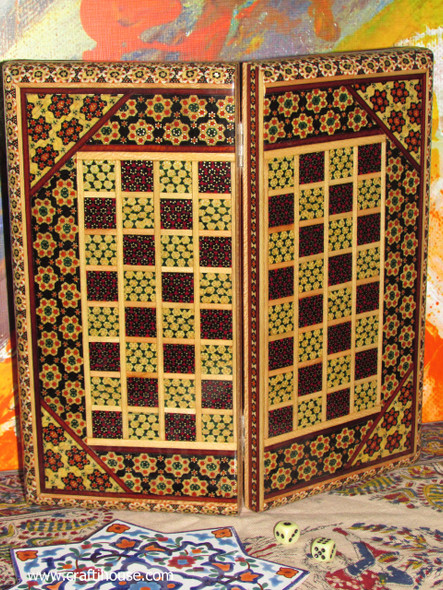 From the Prestige Gaming series: A 30 cm handmade Khatamkari wooden board for the highest tier of unique luxury home and travel gifting.