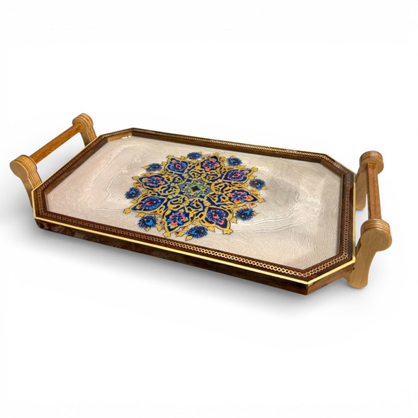 Close-up of the hand-painted relief of the Cyrus the Great cylinder and the ancient cuneiform script details.