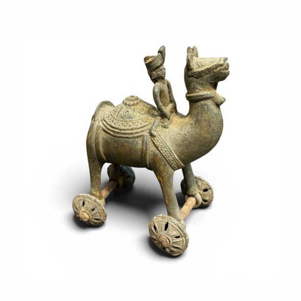 21 Cm Antique Bronze Camel & Rider Sculpture 2.4 Kg Solid Hand-engraved Camel Statue Luxury Bronze Heritage Decor Traditional Gol-o-morgh | Professional Metalwork Figurine | Silk Road Collector Piece - Luxury Handcrafted Art Craftihouse Dubai