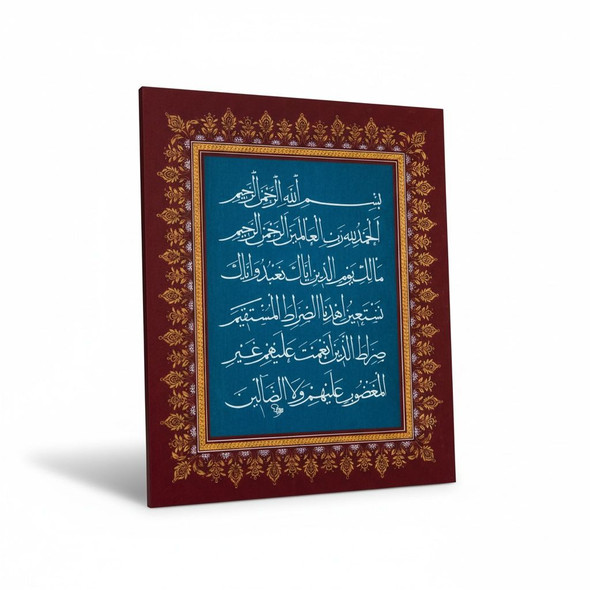 Close-up of the Bismillah in white ink on a dark background, showcasing the sharp and luminous Muhaqqaq strokes.