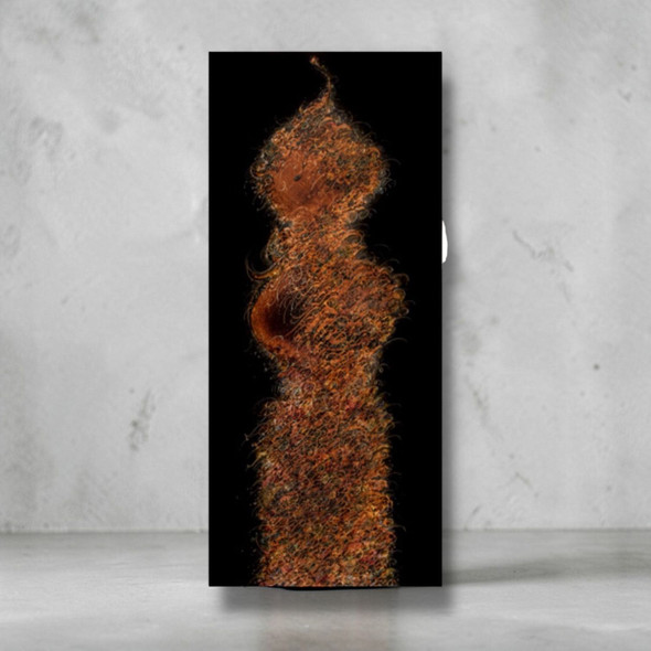 A monumental 160×70 cm vertical contemporary calligraphy painting in acrylic on gallery canvas.