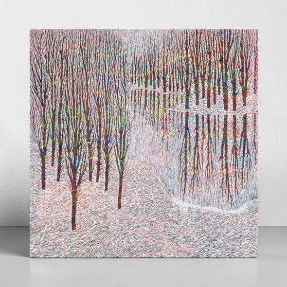 A monumental 120×120 cm square contemporary calligraphic painting titled "Nature" in acrylic on gallery canvas.