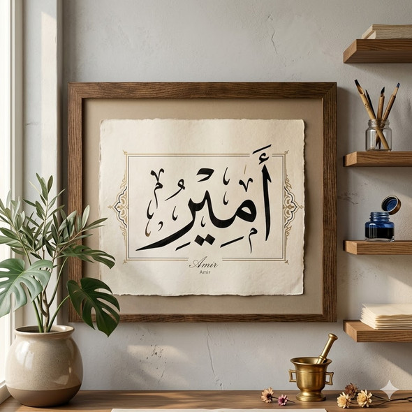 Custom Calligraphy — Handwritten Name On Paper 14x9 Cm - Without Frame | Artisan Arabic Script Artwork | Sacred Home Accent - Luxury Handcrafted Art Craftihouse Dubai