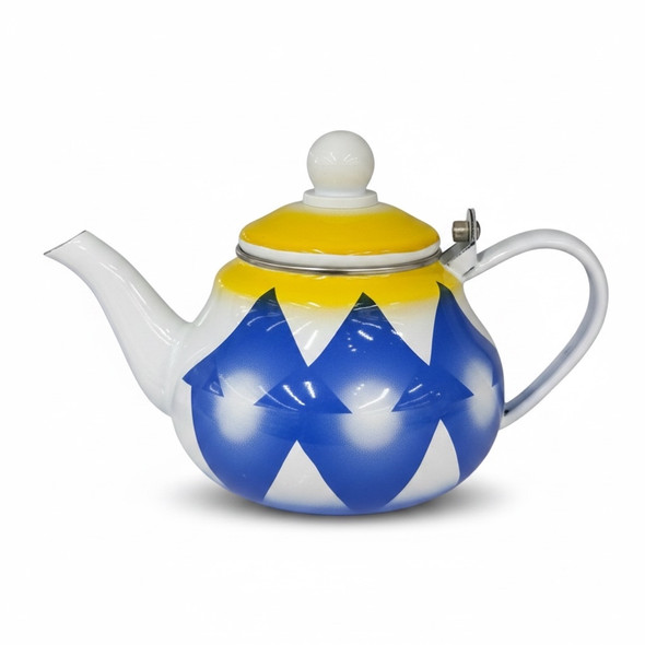 A luxury handcrafted metal tea server sitting elegantly on a serving cart as a high-contrast decorative table anchor.
