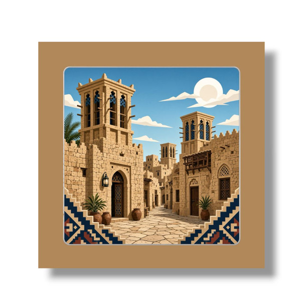 An exclusive Craftihouse aluminum fridge magnet, designed to bring historic UAE heritage and architectural charm to metal surfaces.