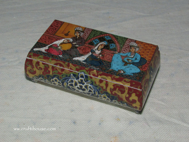 Exclusive miniature box , Hand Painted Camel Bone Box Fine Craftsmanship Detail