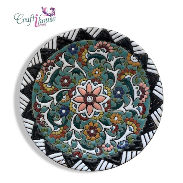 Exclusive Handcrafted Plate Colorful Ceramic Plate Fine Craftsmanship Detail
