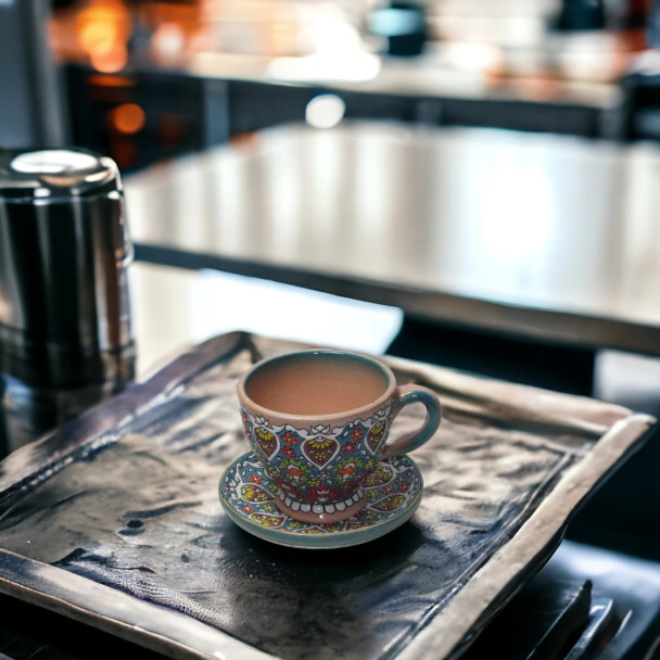 Handcrafted Enamel Cup Painted Textures Cup – Luxury Decor - Luxury Handcrafted Art Craftihouse Dubai