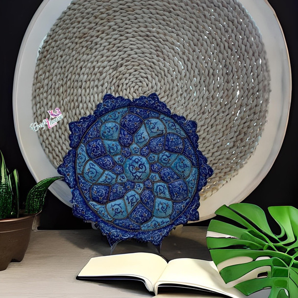 Meenakari copper plate , wall hanging plate 20 cm , wall decor blue metal plate 