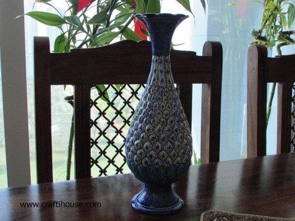 Full setting presentation of the traditional hand-painted enamel copper vase on an executive desktop, serving as an exceptional corporate giveaway token or elite VIP milestone travel memento.