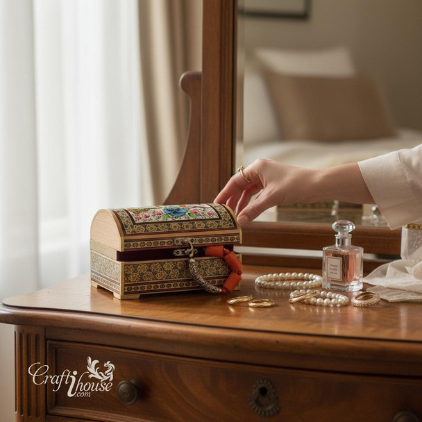 Handmade Khatam box with miniature painting
