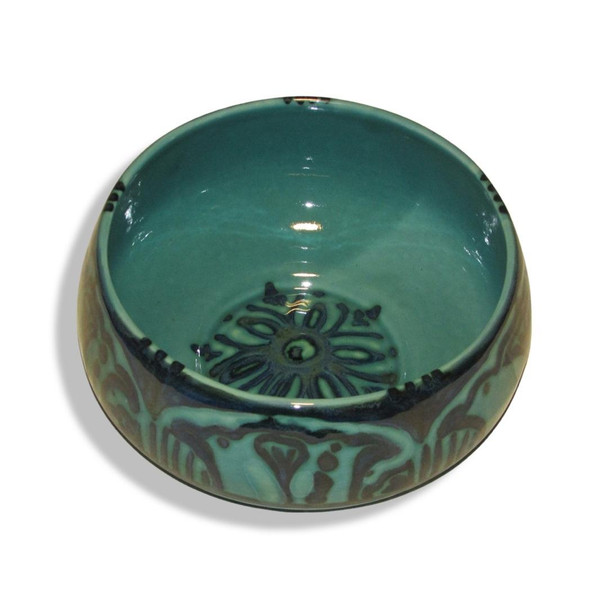 Exclusive Handcrafted A Turquoise Color Bowl Pottery Fine Craftsmanship Detail