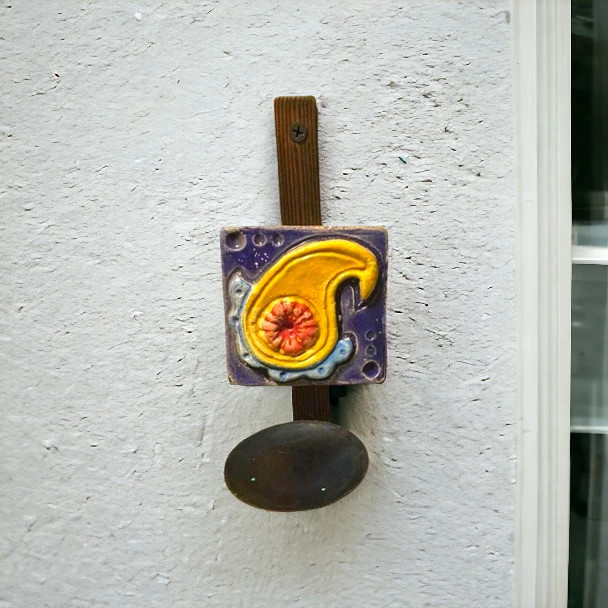 Handmade wooden ceramic wall hanging single candle holder 10x15cm home decor gift