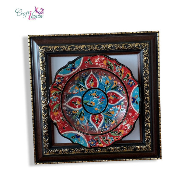 Artisan Turkish Ceramic Plate With Frame – Premium Gift - Luxury Handcrafted Art Craftihouse Dubai