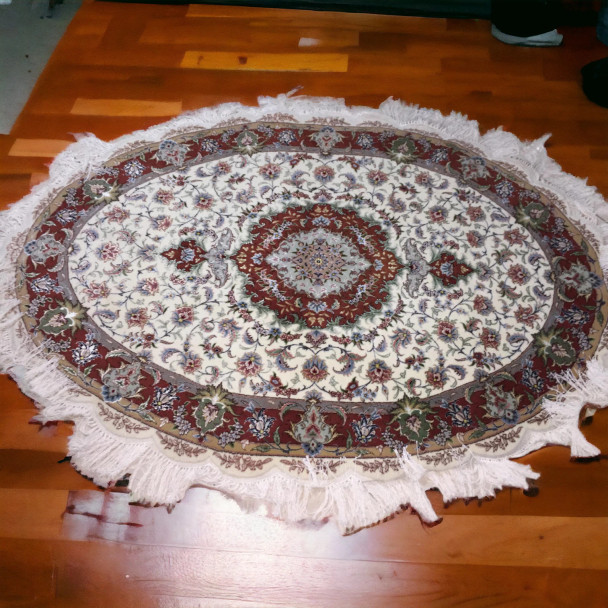Rare Oval Shape Tabriz Handmade Rug Hand Woven Wool Silk Handmade Rug 5x7 Feet | Premium Islamic Prayer Mat | Traditional Janamaz Decor - Luxury Handcrafted Art Craftihouse Dubai