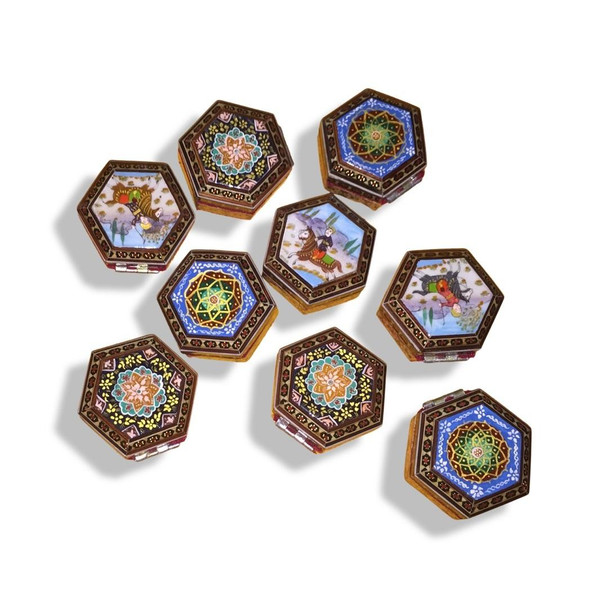 Painted Coins | Handcrafted Jewelry Box | Traditional Khatamkari Art - Luxury Handcrafted Art Craftihouse Dubai