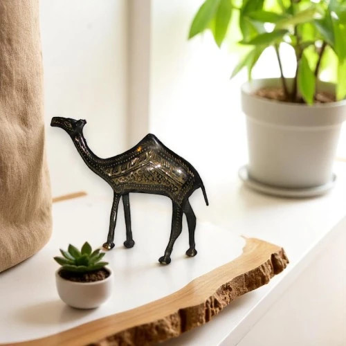 Brass Engraved Camel 16x8 Cm | Artisan Crafted Brass Camel | Traditional Arabian Sculpture - Luxury Handcrafted Art Craftihouse Dubai