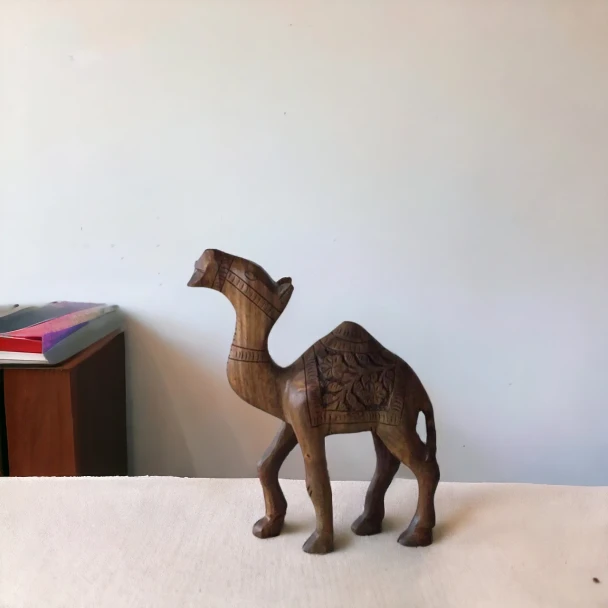 Hand Carved Standing Wooden Camel | Luxury Heritage Gift & Cultural Souvenir - Luxury Handcrafted Art Craftihouse Dubai