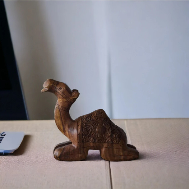 Hand Carved Sitting Wooden Camel | Artisan Home Decor | Unique Middle Eastern Piece - Luxury Handcrafted Art Craftihouse Dubai
