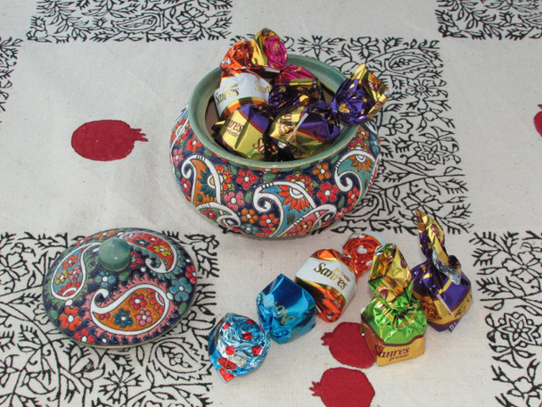 Handcrafted Hand Enamel Painted colorful textured Candy/Sugar Bowl – Lux... - Luxury Handcrafted Art Craftihouse Dubai