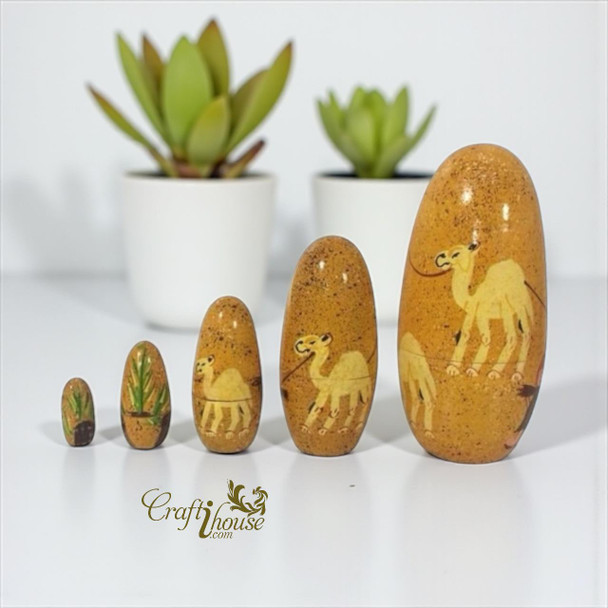 camel pattern wooden dolls