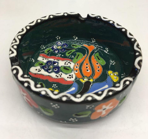 Turkish Ceramic Ashtray | Hand-painted Enameled Clay Plate | Traditional Wall Decor - Luxury Handcrafted Art Craftihouse Dubai