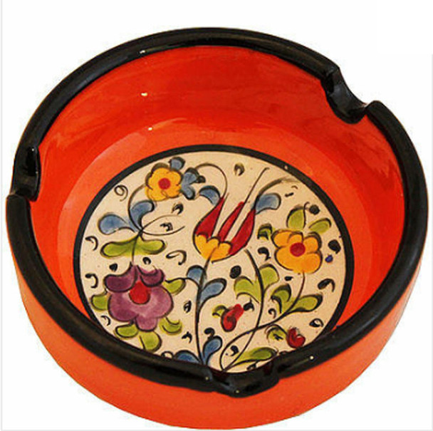 Turkish Ceramic Ashtray | Premium Embossed Floral Plate | Authentic Cultural Gift - Luxury Handcrafted Art Craftihouse Dubai
