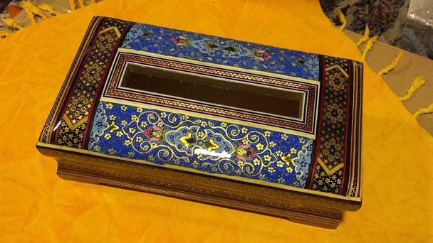 Lovely Khatam Marquetry Tissue Box..hand | Handcrafted Jewelry Box | Traditional Khatamkari Art - Luxury Handcrafted Art Craftihouse Dubai
