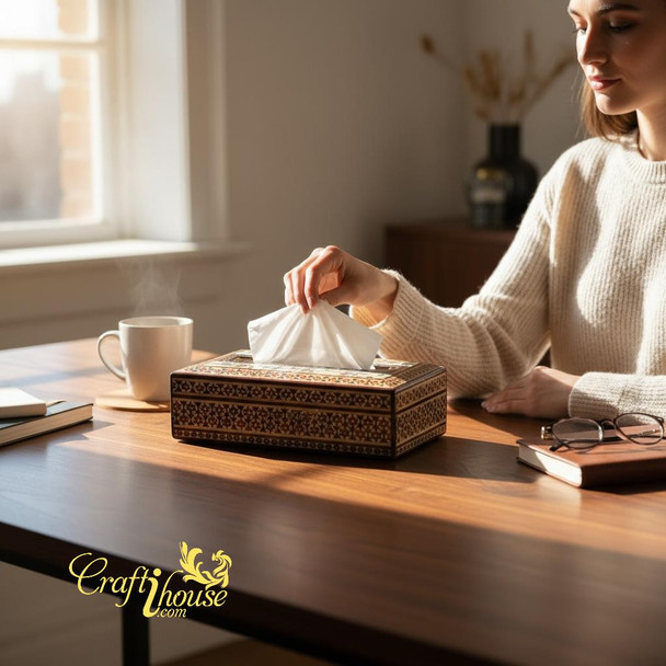 Luxury handmade Khatamkari tissue box vintage design