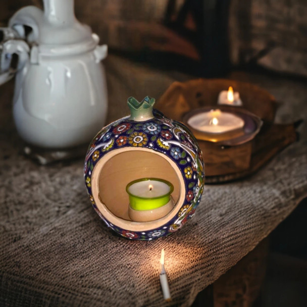 Handcrafted Pomegranate Ceramic Candle Holder – Luxury Decor - Luxury Handcrafted Art Craftihouse Dubai
