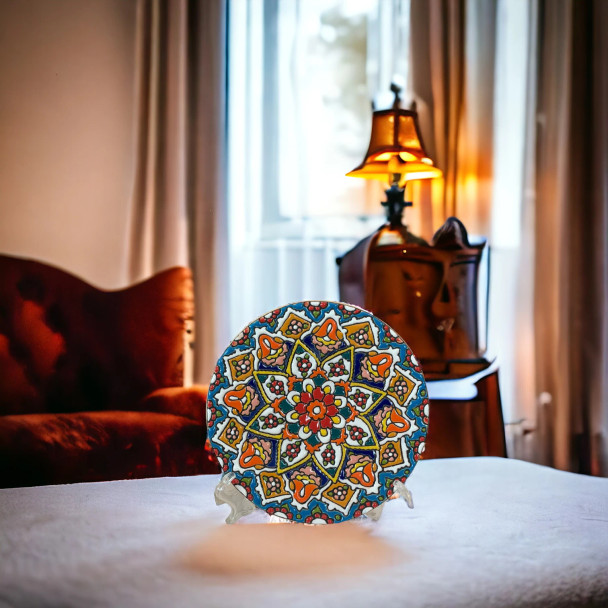 Hand-painted ceramic wall hanging plate 15cm decorative enamel art home decor gift