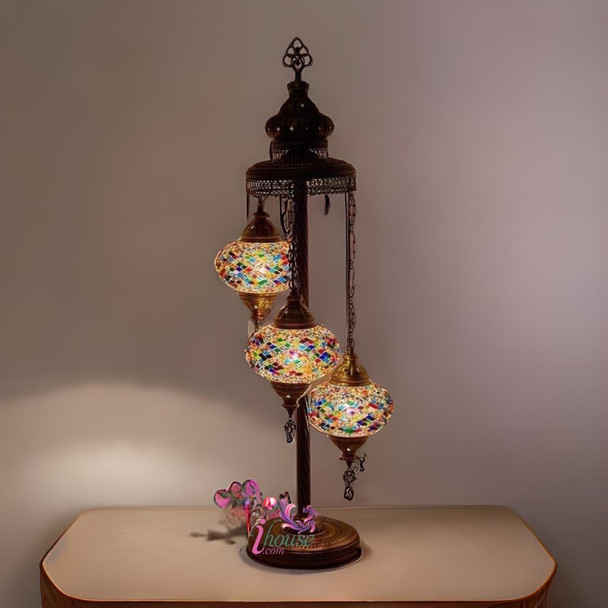 Turkish Mosaic Floor Lamp | Vintage Inspired Oil Lamp | Traditional Kerosene Decor - Luxury Handcrafted Art Craftihouse Dubai