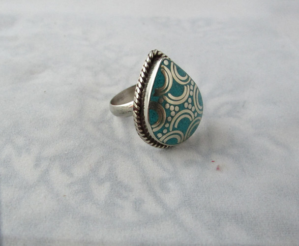 Exclusive turquoise  handmade nepali ring, handmade ring Fine Craftsmanship Detail
