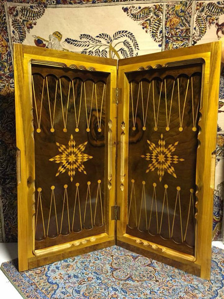 Luxury backgammon set ,Walnut Wooden  Backgammon Set , hand carved Premium Design Showcase