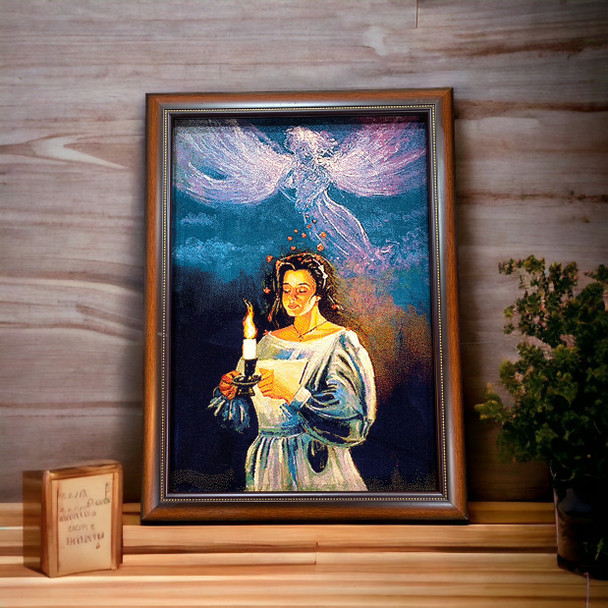 Blessing lady with candle  wall decor carpet , wall hanging rug , living room decor 