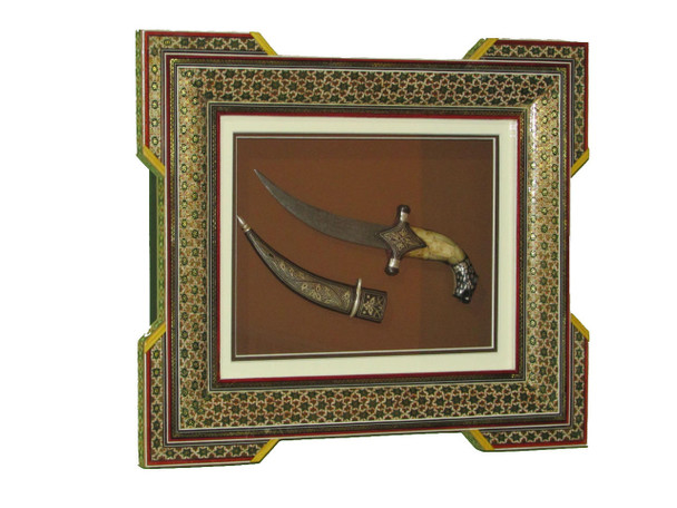 Tiger Head Khanjar Framed Camel | Boutique Pottery Masterpiece | Prestige Cultural Memento - Luxury Handcrafted Art Craftihouse Dubai
