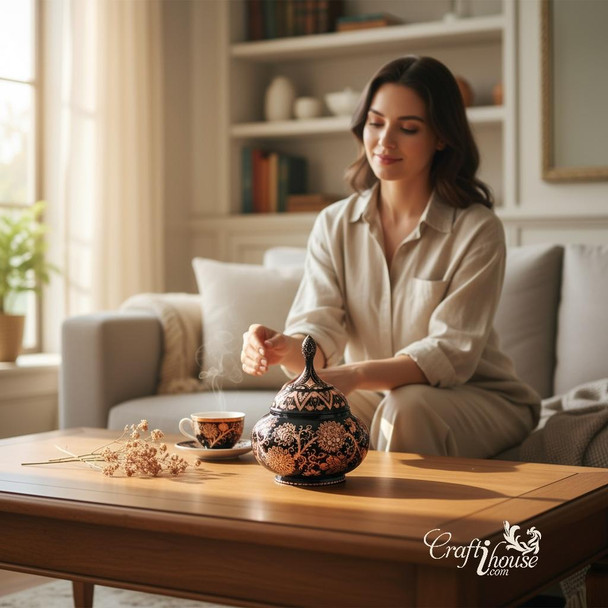 Small copper sugar container