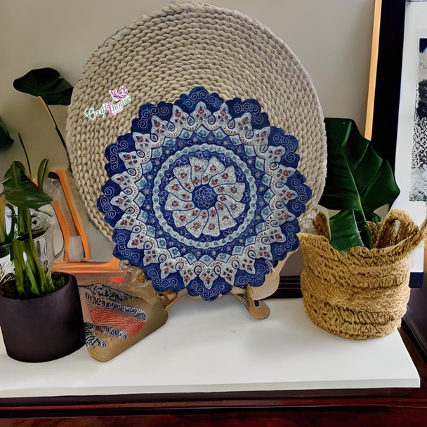 Exclusive Birthday gift , hand painted copper plate , blue plate , wall decor idea Fine Craftsmanship Detail