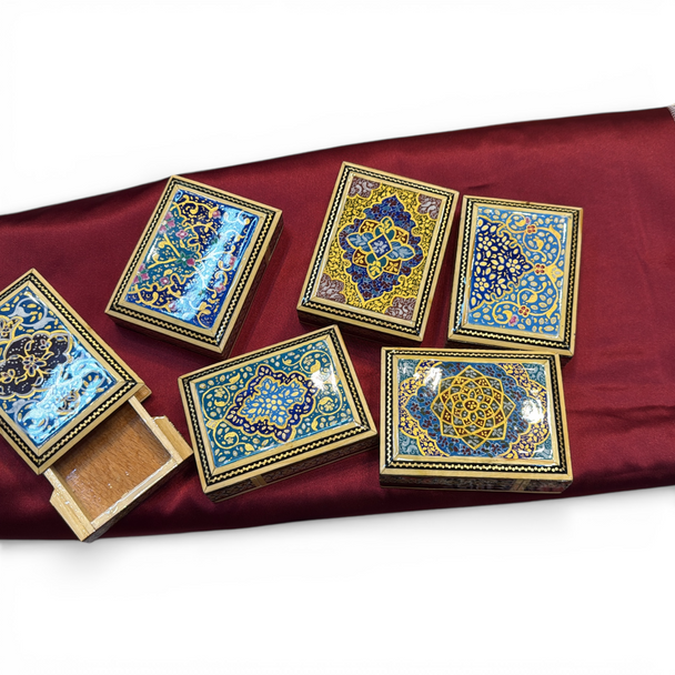 Hand painted wooden Khatmkari jewelry box assorted designs