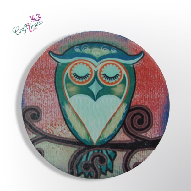 sleepy owl pattern  mug/cup coaster , handmade tile coaster