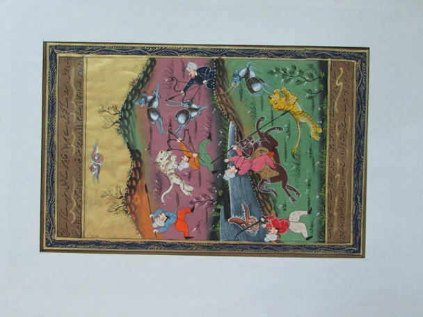 Luxury Hand Painted Miniature Hunting Scene A4 Size ( With Pasparto ) Premium Design Showcase