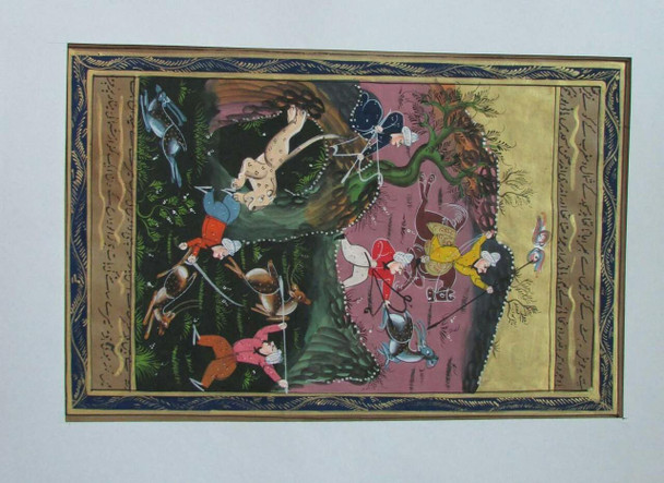 Luxury Handmade Miniature Hunting Scene Handmade Painting. Premium Design Showcase