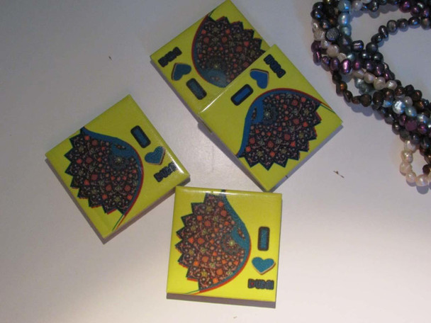 Yellow Pattern I Love Dubai Kitchen Magnets Magnets 4pcs | Authentic Tile Pattern Magnet | Unique Tr - Luxury Handcrafted Art Craftihouse Dubai