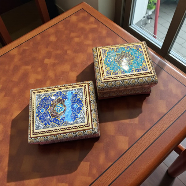 Hand Painted jewelry box , 1 piece assorted pattern khatam box , Tezhib painted khatam Box