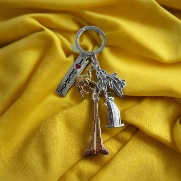I Love Dubai Golden Keychain Burj | Artisan Home Decor | Unique Middle Eastern Piece - Luxury Handcrafted Art Craftihouse Dubai